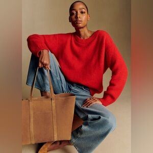 Sezane Amiel Red Crew Neck Sweater